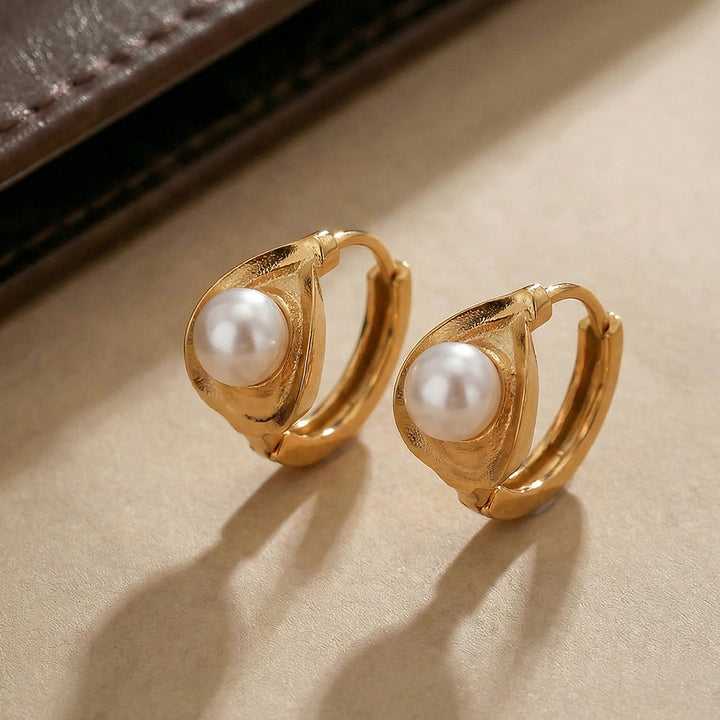 Pearl Accent Mini Hoop Earrings