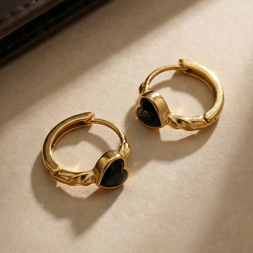 Mini Heart Motif Hoop Earrings