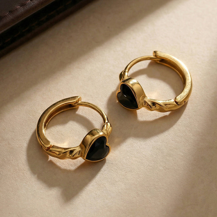 Mini Heart Motif Hoop Earrings