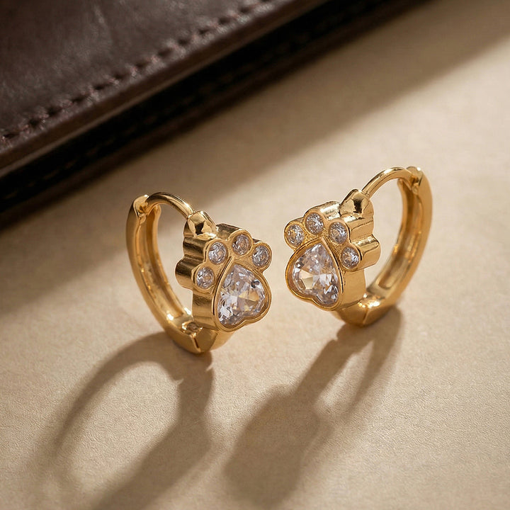 Mini Paw Heart Spark Hoop Earrings