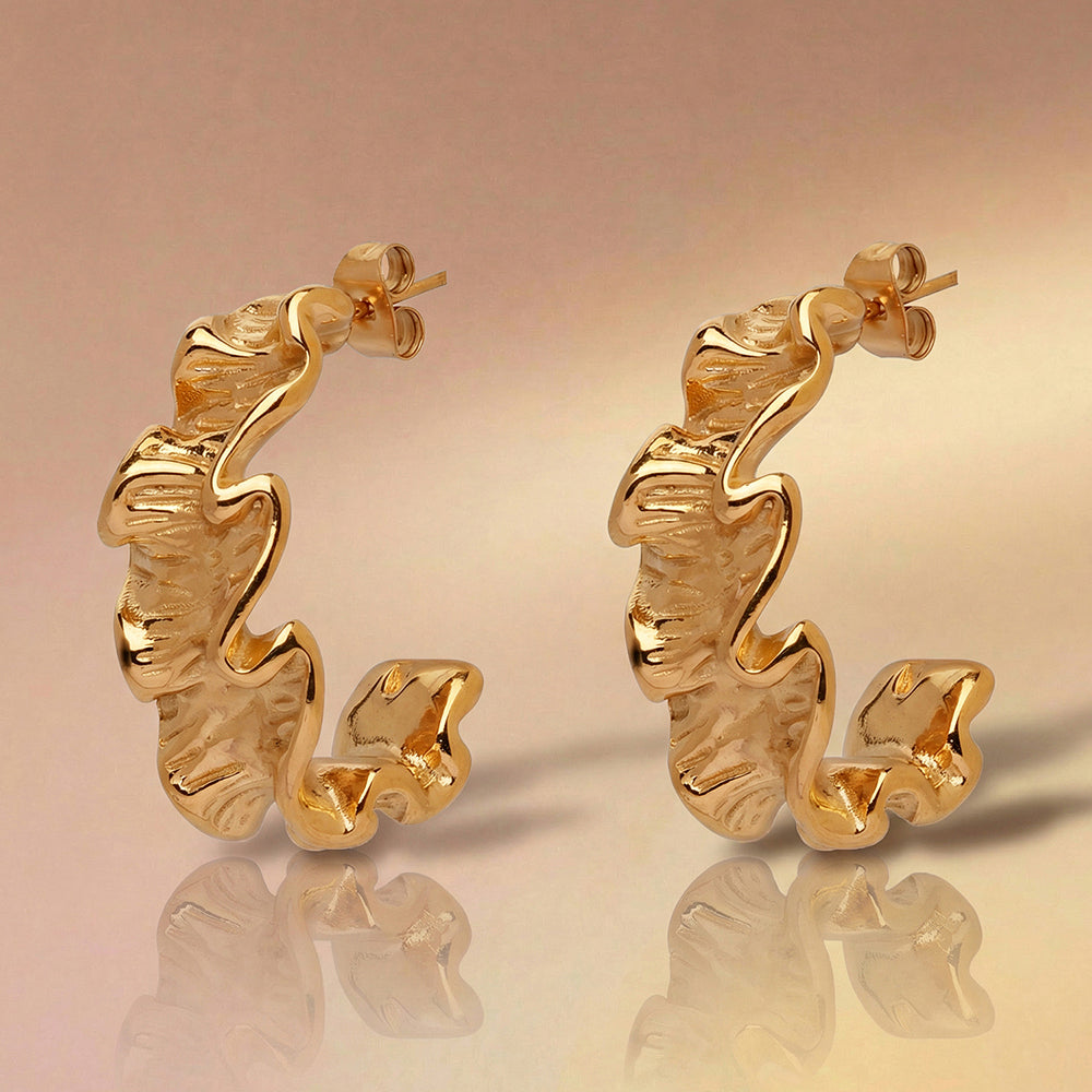 Wavy Texture Half Hoop Earrings