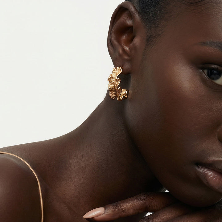 Wavy Texture Half Hoop Earrings