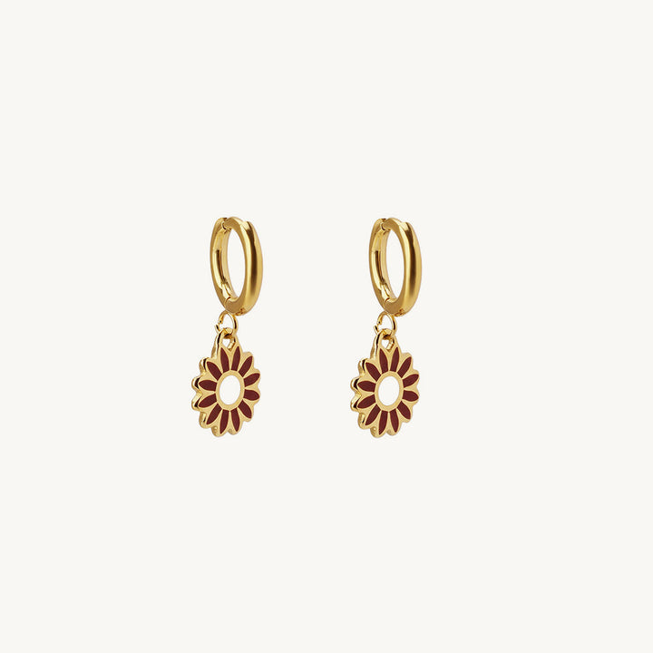 Red Floral Drop Earrings