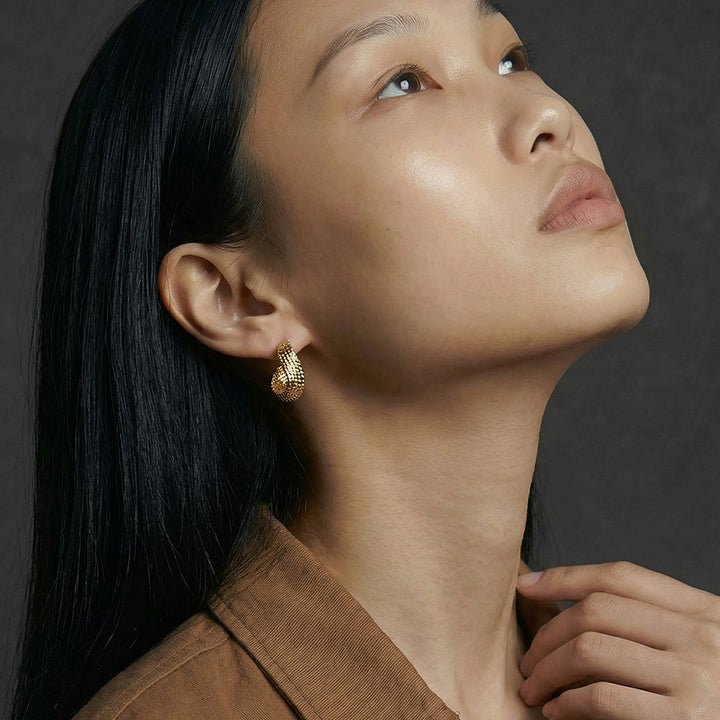 Bold Textured Curved Hoop Earrings