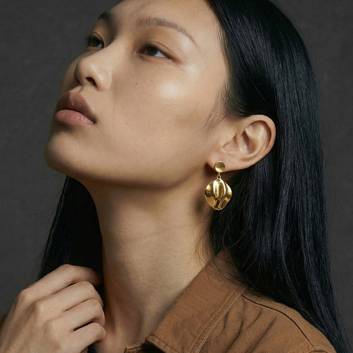 Hammered Disc Drop Earrings