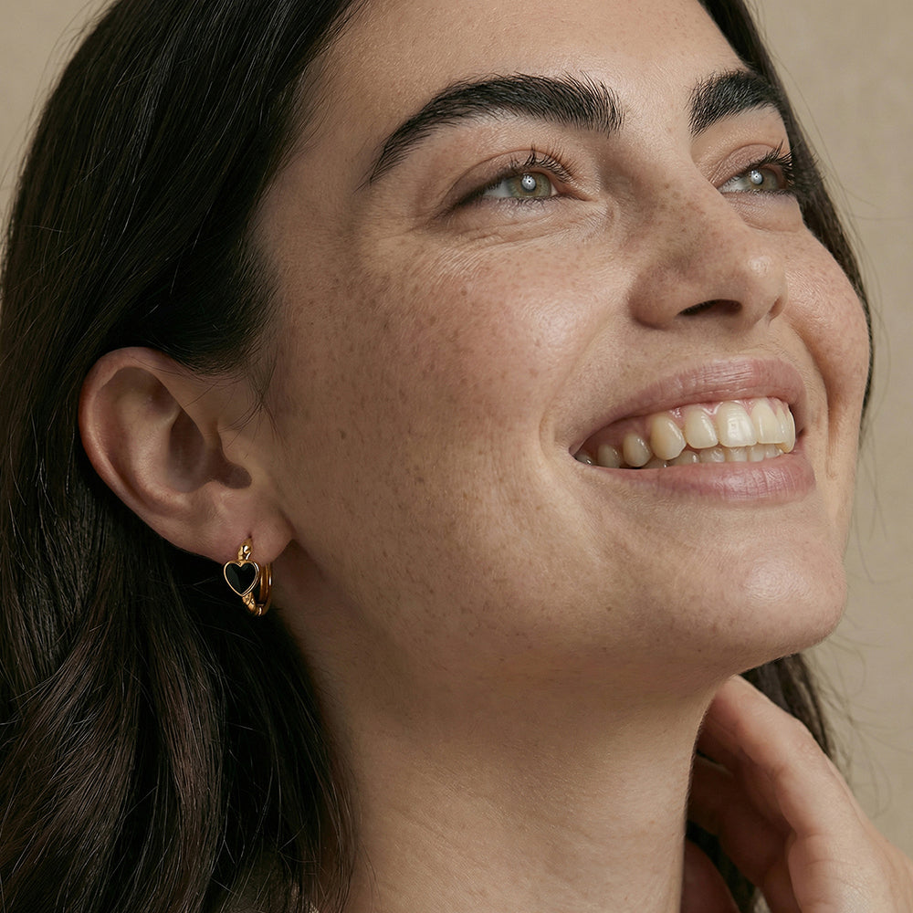 Mini Heart Motif Hoop Earrings