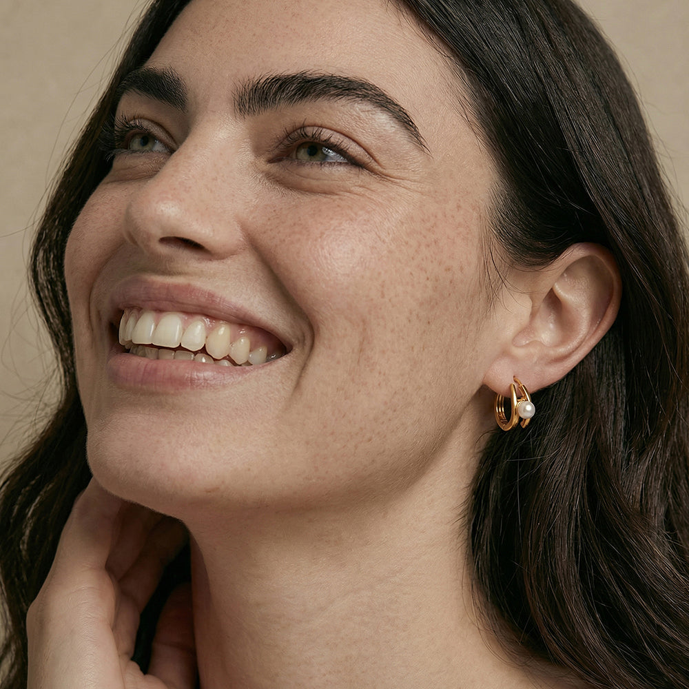 Pearl Axis Hoop Earrings