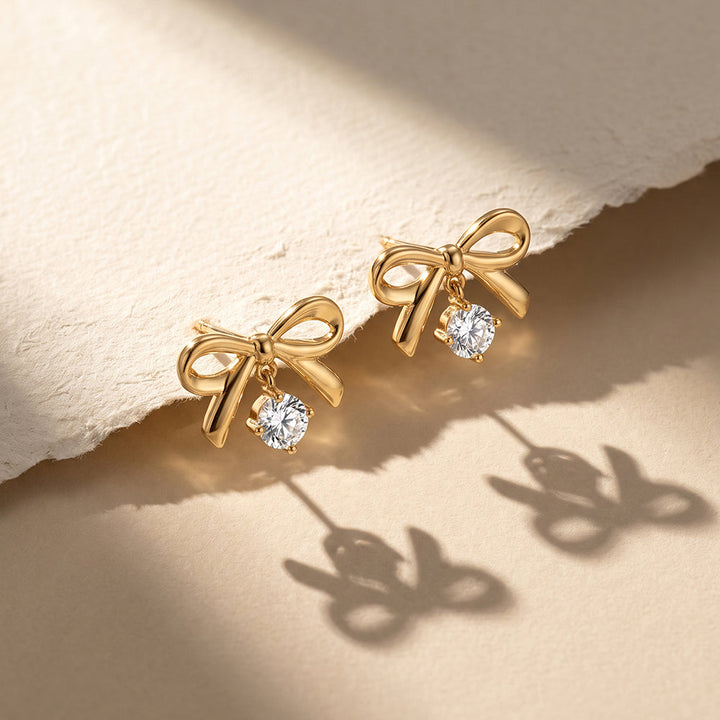 Minimal Bow Crystal Earrings