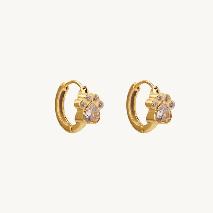 Mini Paw Heart Spark Hoop Earrings
