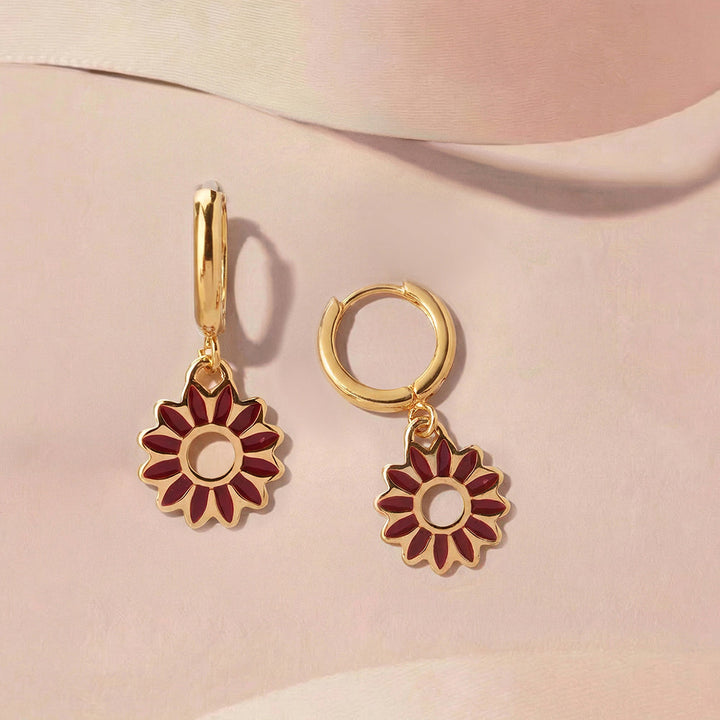 Red Floral Drop Earrings