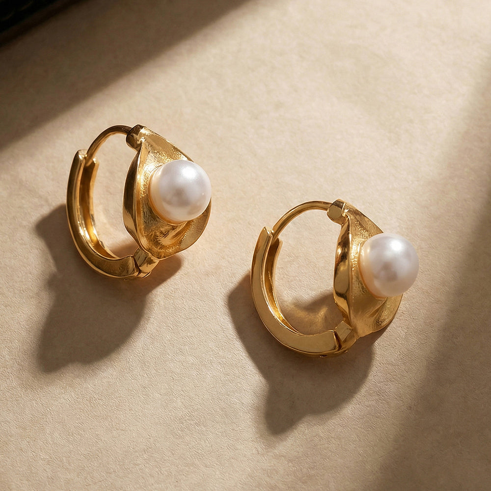 Pearl Accent Mini Hoop Earrings