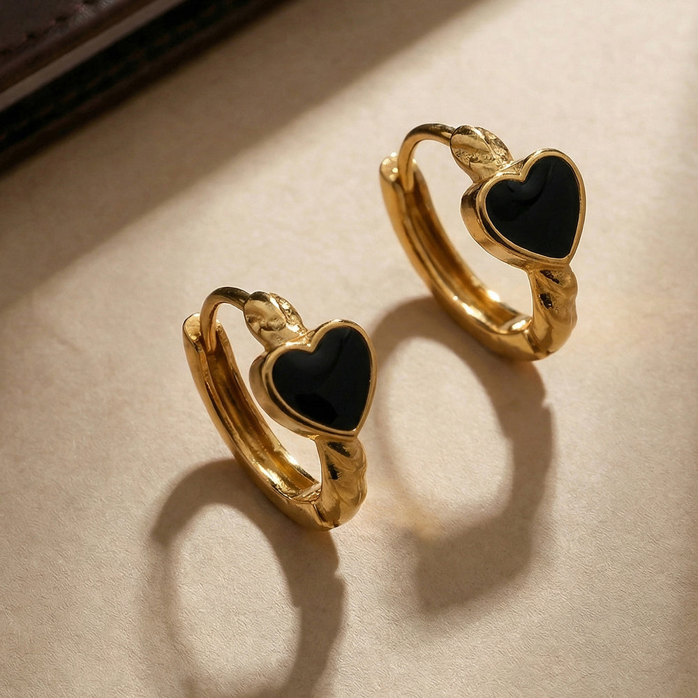 Mini Heart Motif Hoop Earrings
