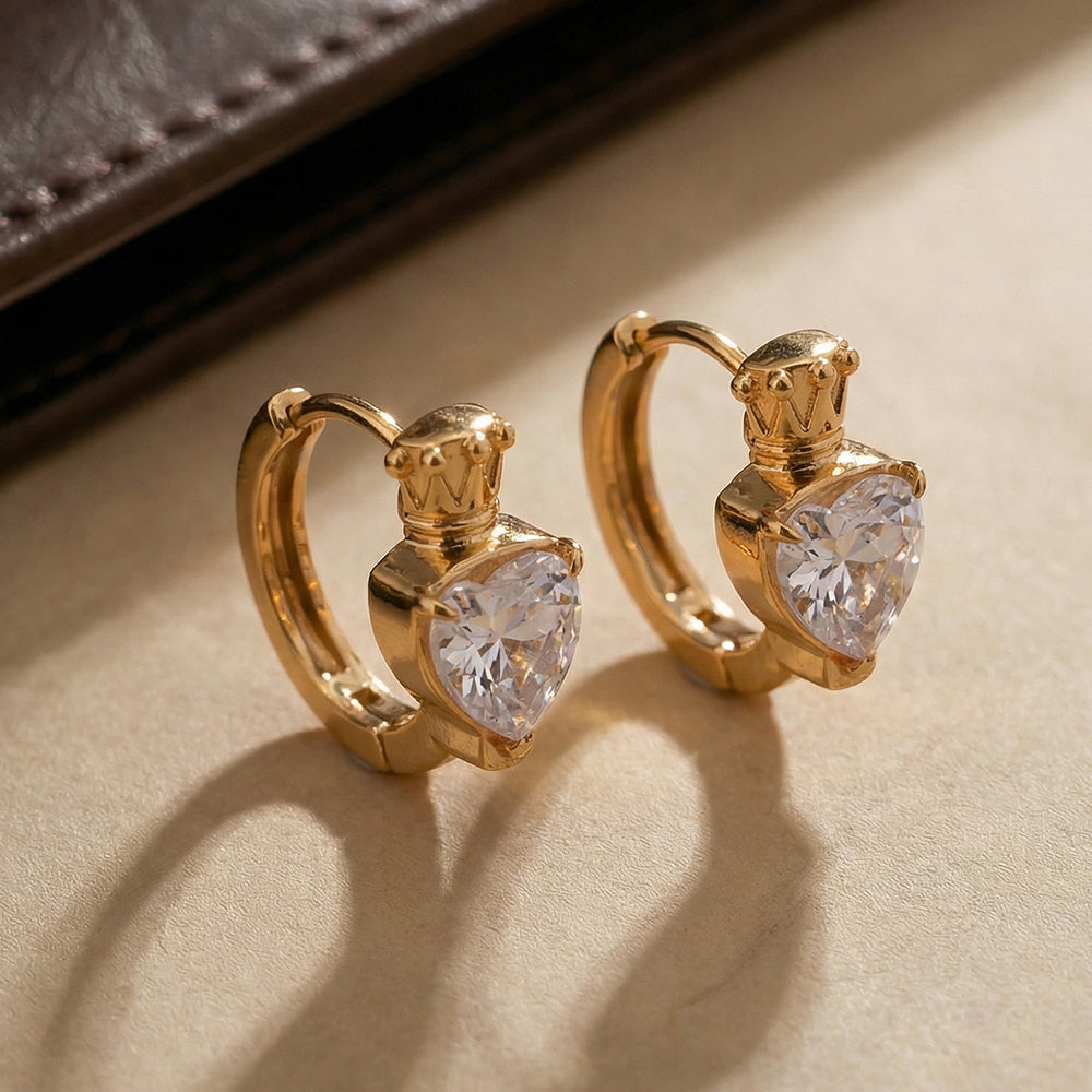 Cute Heart Shine Hoop Earrings