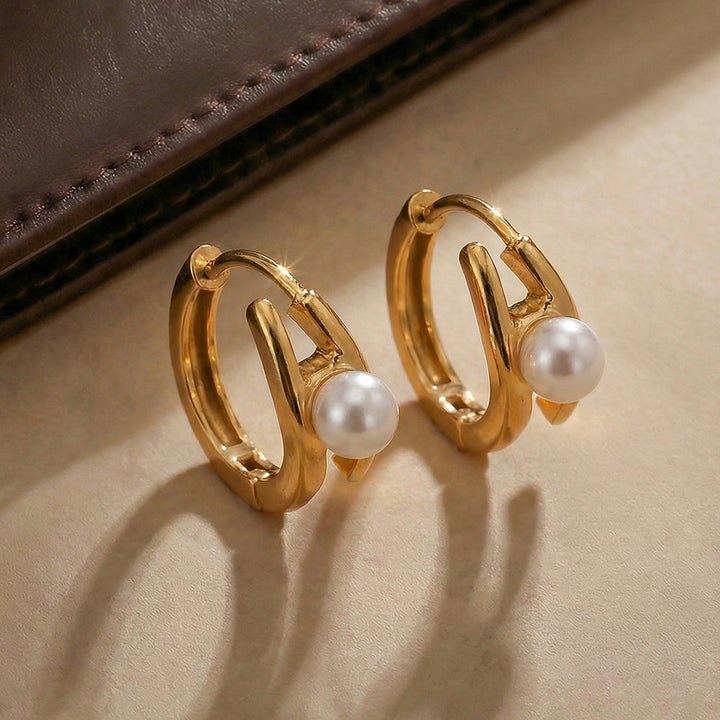 Pearl Axis Hoop Earrings