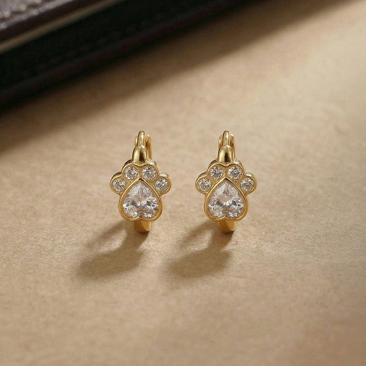 Mini Paw Heart Spark Hoop Earrings