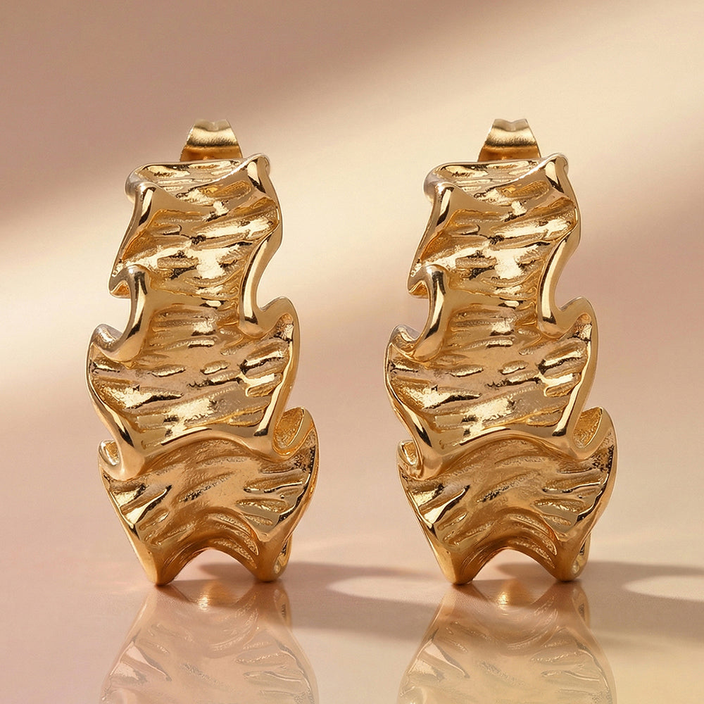 Wavy Texture Half Hoop Earrings