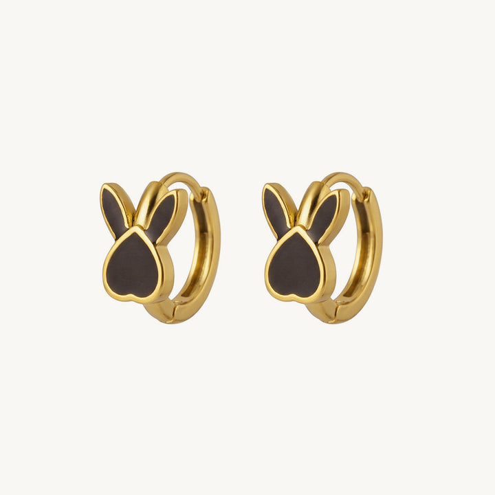 Black Bunny Hoop Earrings