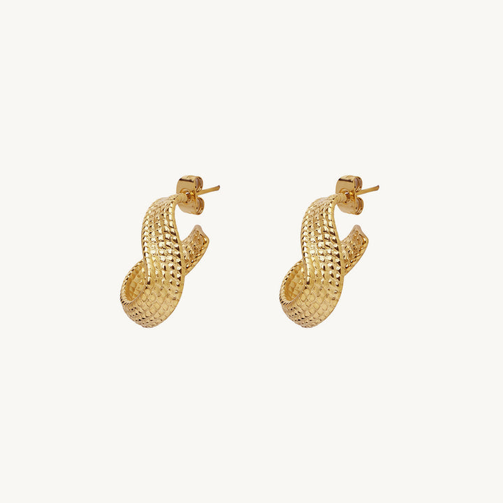 Bold Textured Curved Hoop Earrings