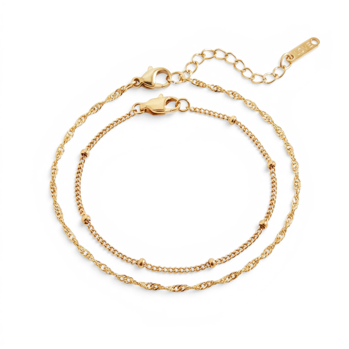Singapore Twist and Satellite Chain Bracelet Bundle