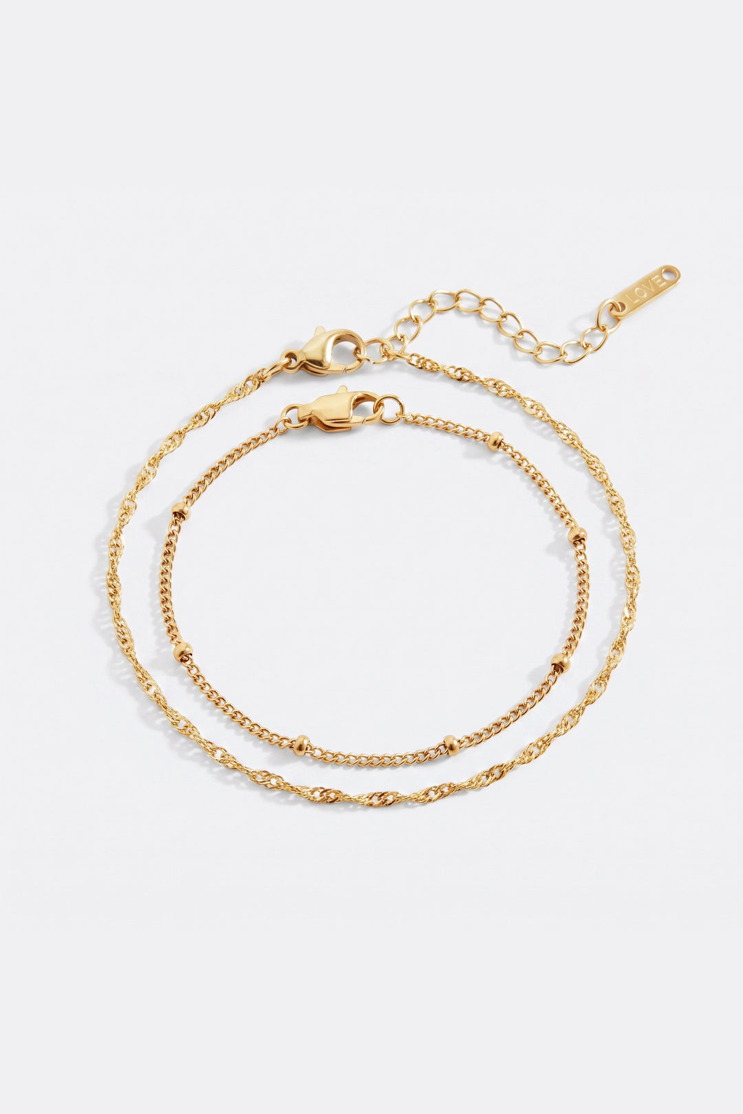 Singapore Twist and Satellite Chain Bracelet Bundle