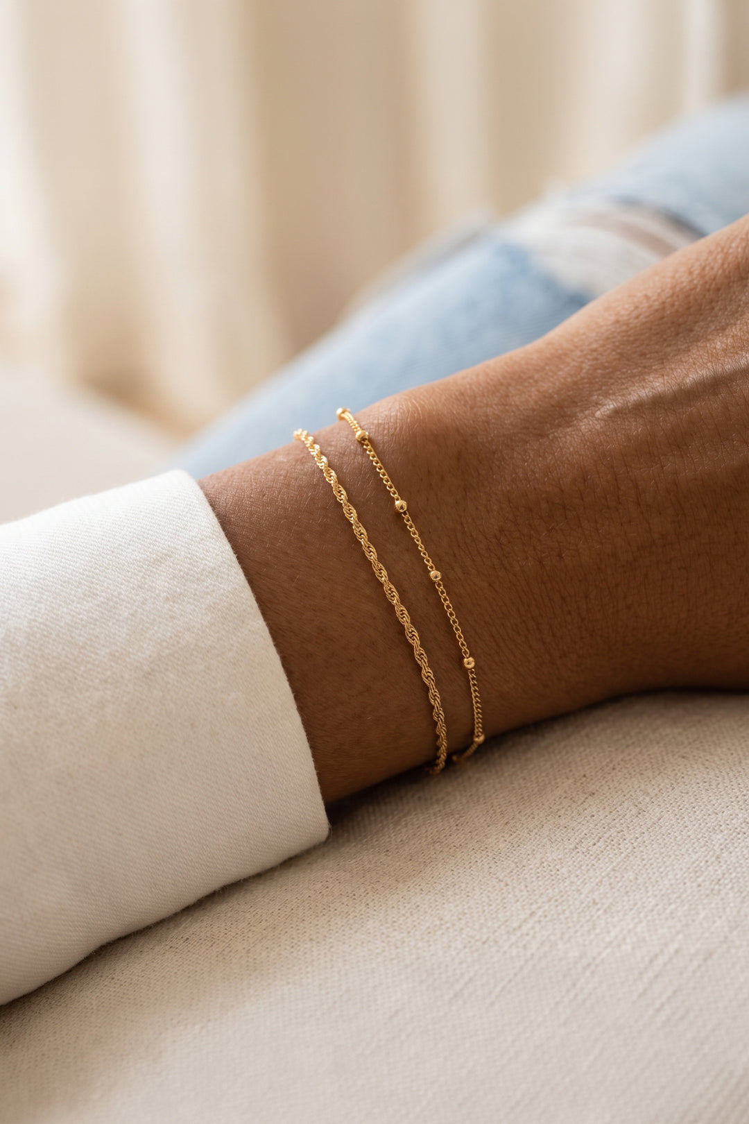 Singapore Twist and Satellite Chain Bracelet Bundle