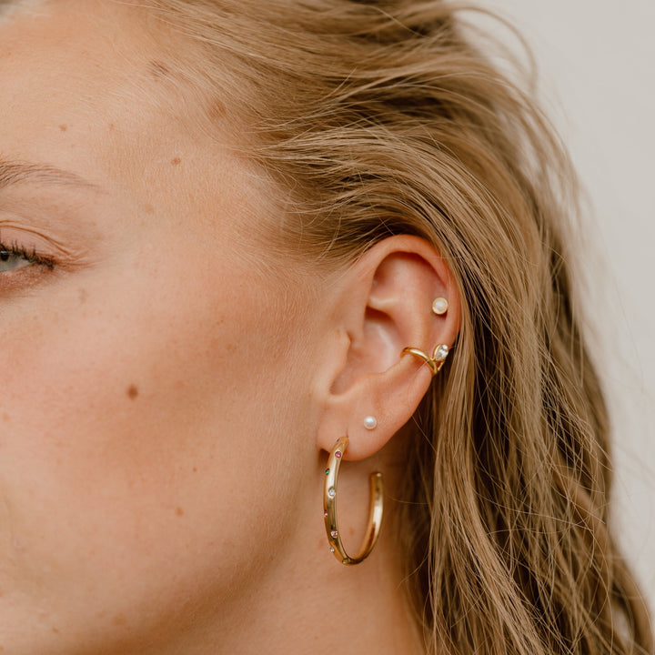 Stud earrings with flat lock in 18-carat gold-plated stainless steel 3.5 - 6 - 7 - 8mm.
