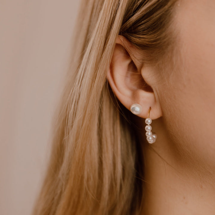 Stud earrings with flat lock in 18-carat gold-plated stainless steel 3.5 - 6 - 7 - 8mm.