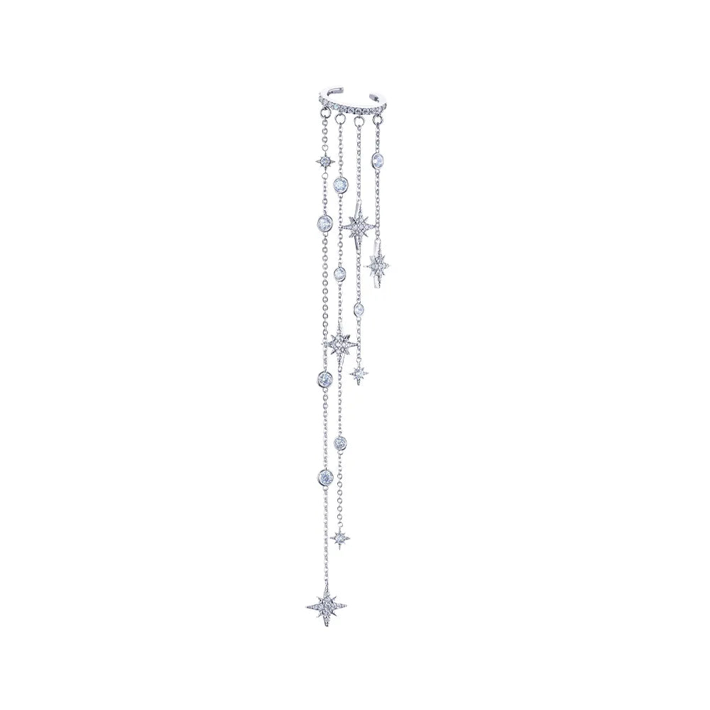 Starfall Pave Cuff Crystal Chain Earring
