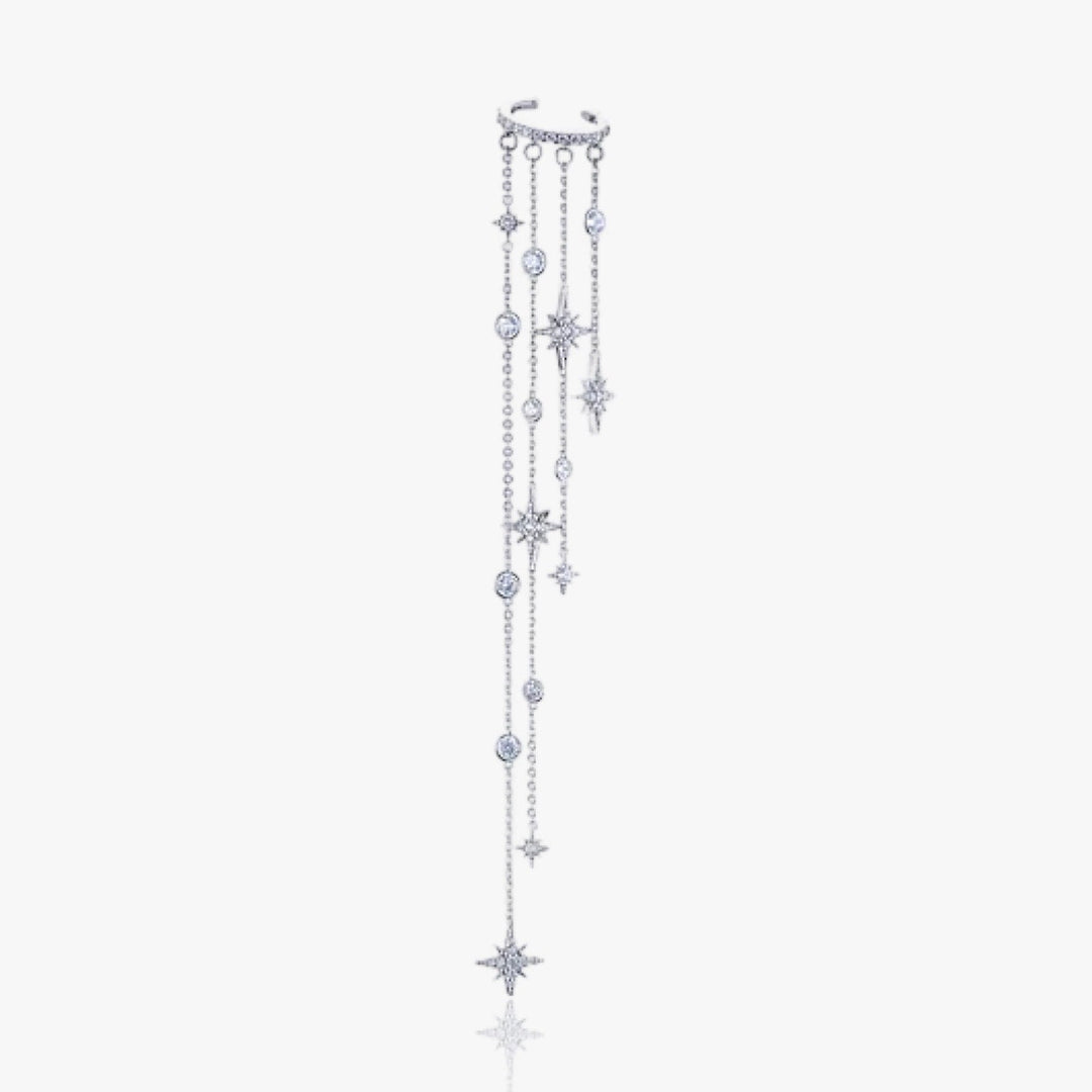 Starfall Pave Cuff Crystal Chain Earring