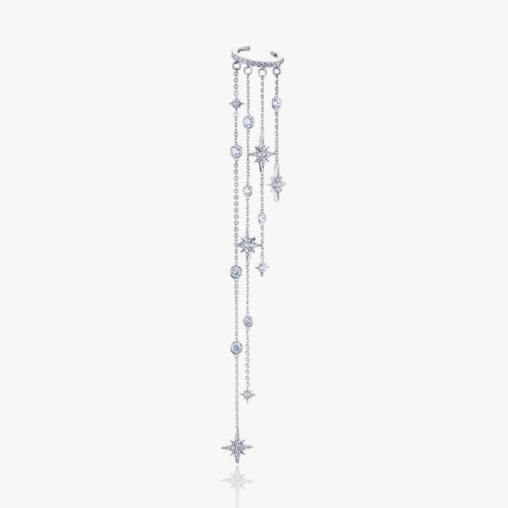 Starfall Pave Cuff Crystal Chain Earring