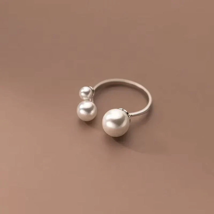 Adjustable Triple Freshwater Pearl Ring S925 Silver