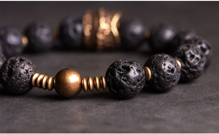 Haakon | Handmade Black Lava & Copper Bracelet