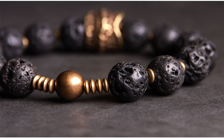 Haakon | Handmade Black Lava & Copper Bracelet