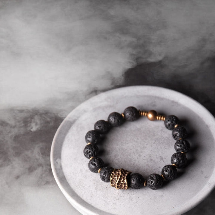 Haakon | Handmade Black Lava & Copper Bracelet