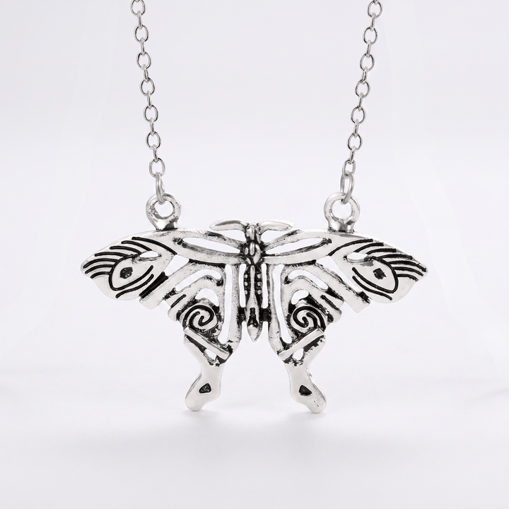 Silver Luna Butterfly Necklace