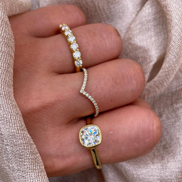 V-Shaped  925 Sterling Silver Moissanite Ring