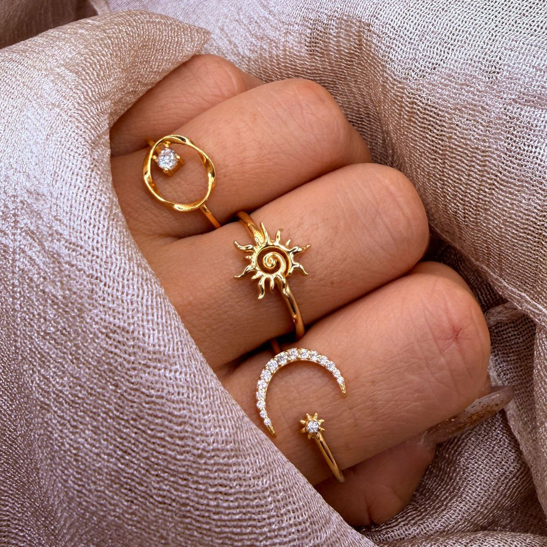 Moon & Star 925 Sterling Silver Ring