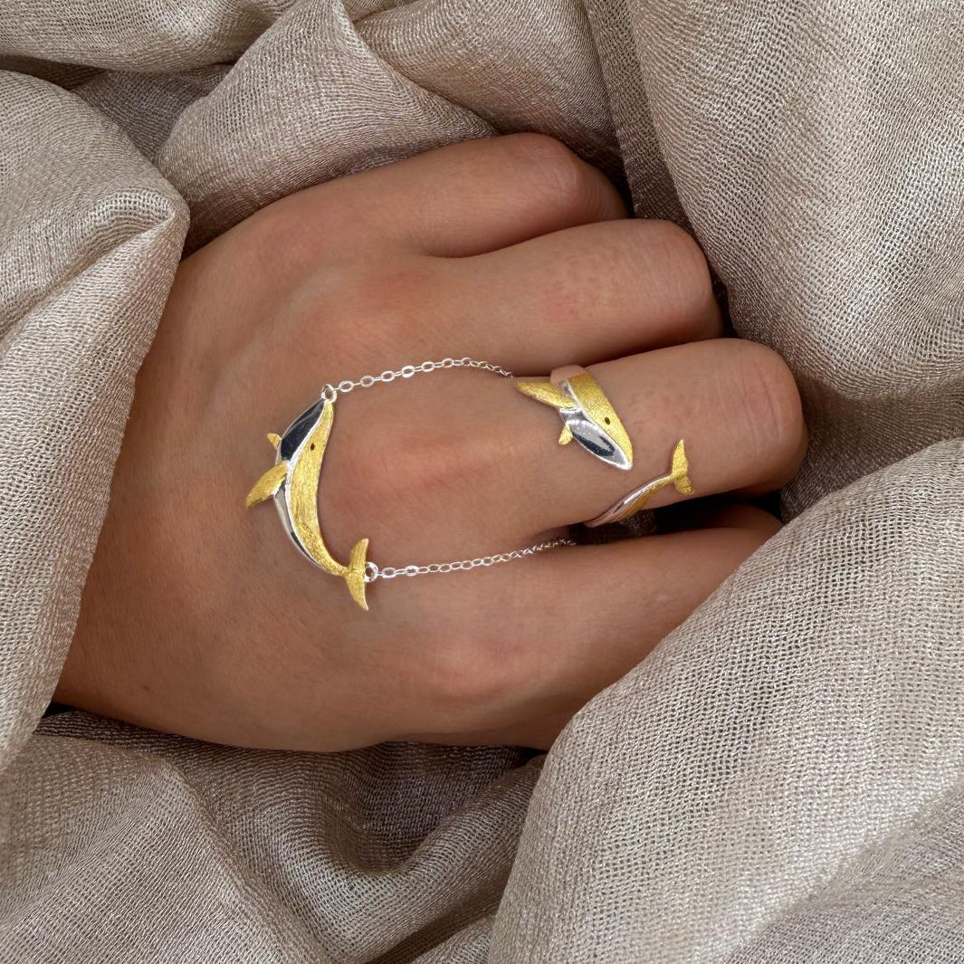 Golden Whale 925 Sterling Silver Necklace