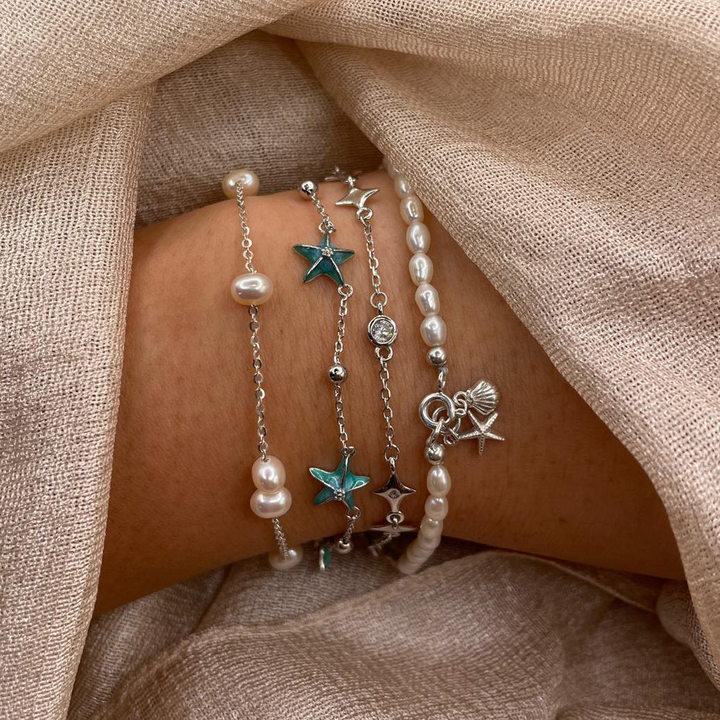 Blue Starfish 925 Sterling Silver Bracelet