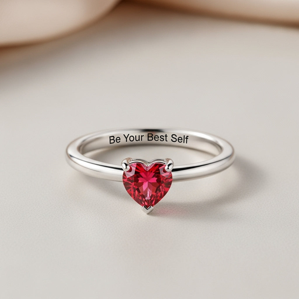 Be Your Best Self Heart Birthstone Ring