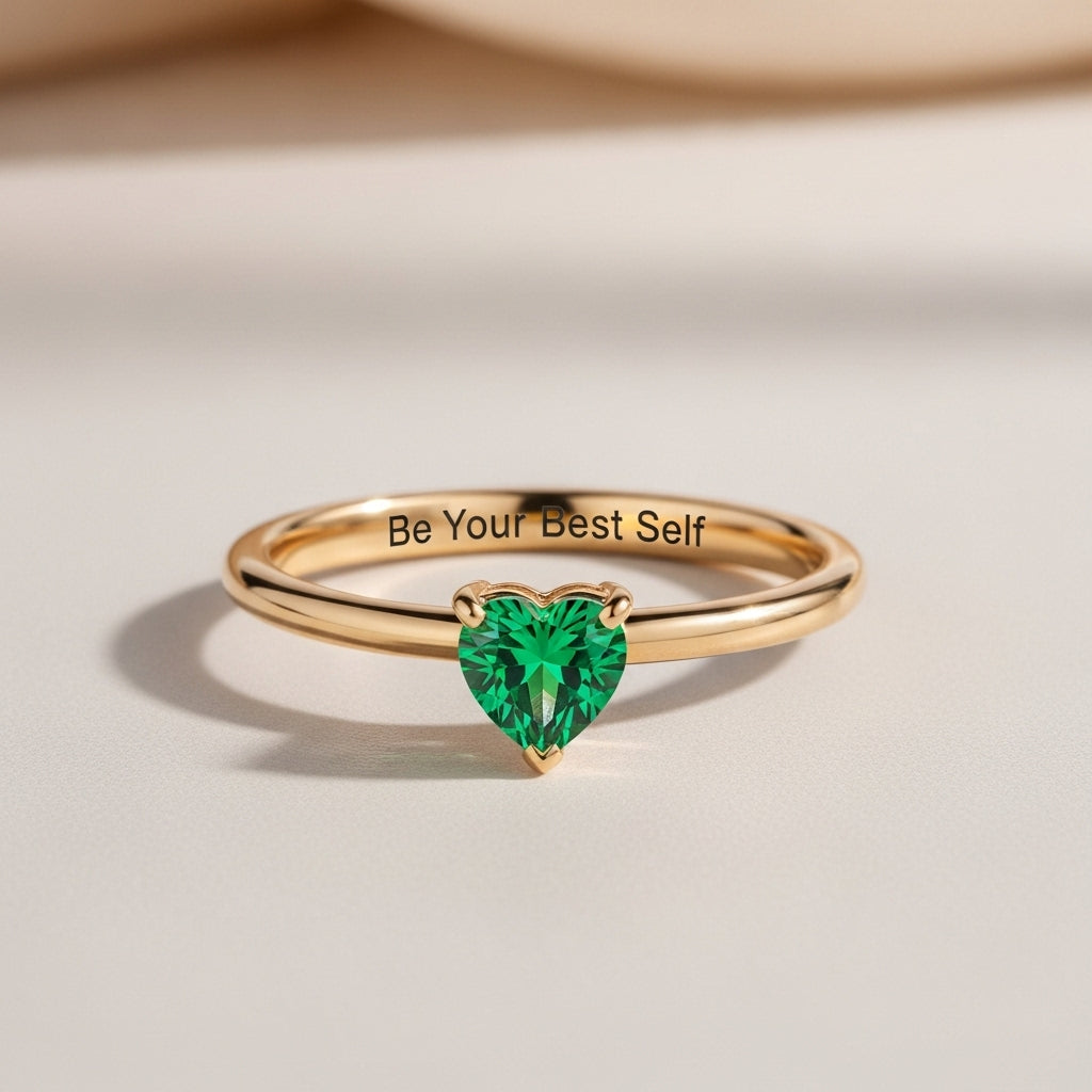 Be Your Best Self Heart Birthstone Ring