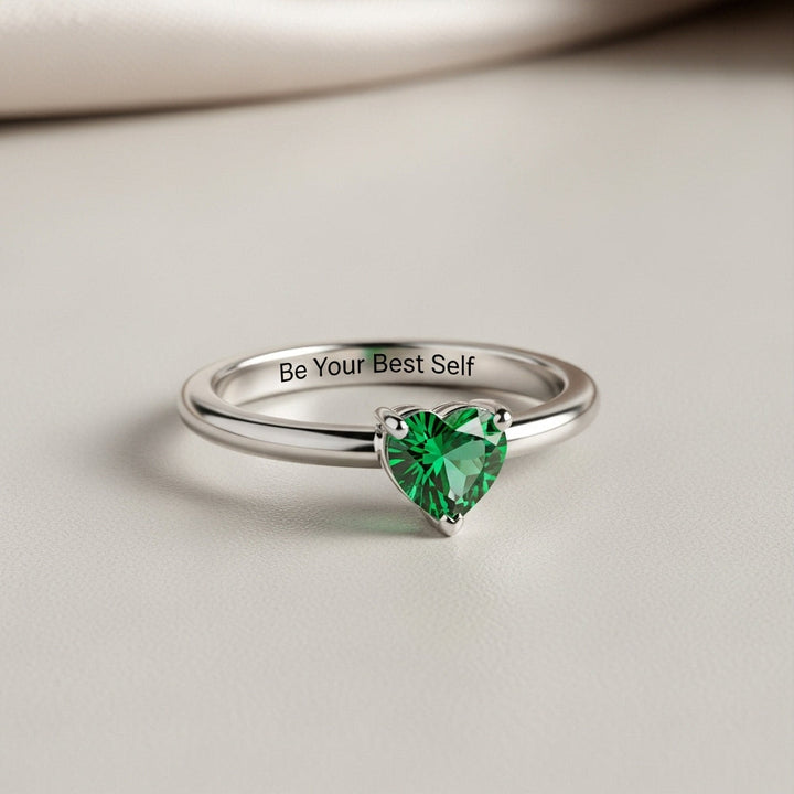 Be Your Best Self Heart Birthstone Ring