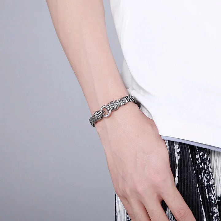 Double Snake Head Steel Bracelet