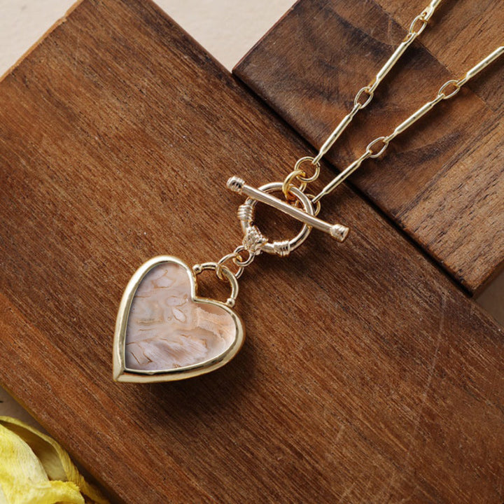 The Eternal Marbled Heart Toggle Necklace