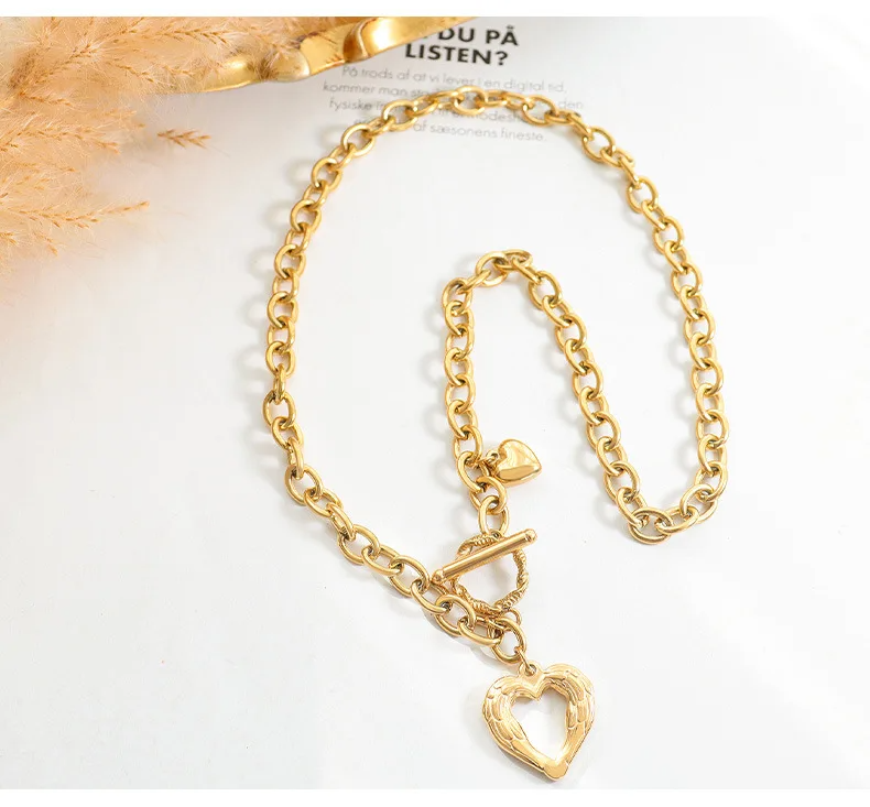 Textured Heart Toggle Necklace