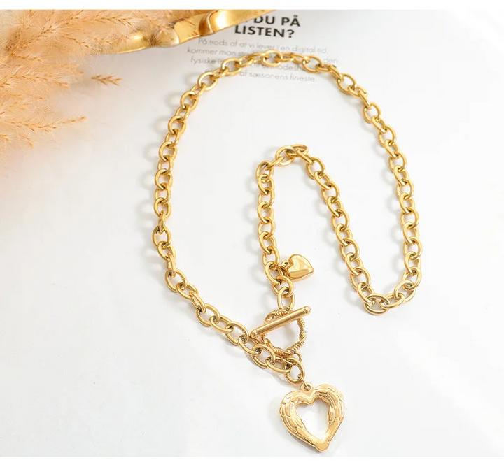 Textured Heart Toggle Necklace