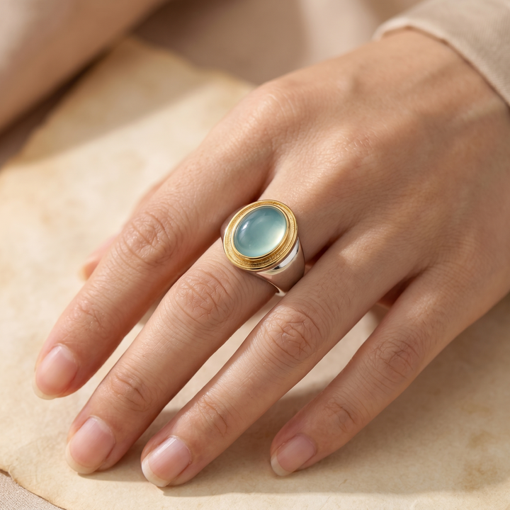 Gabi - Vintage Green Moonstone Ring
