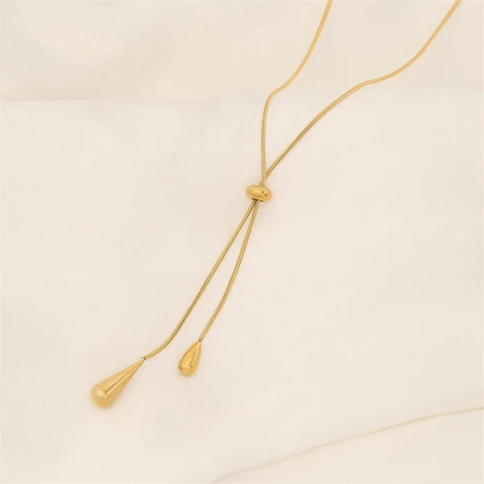 Adjustable Pull Droplet Necklace and Earrings