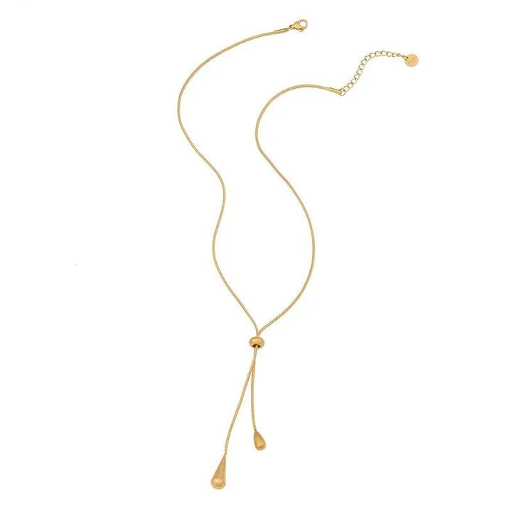 Adjustable Pull Droplet Lariat Necklace and Earrings