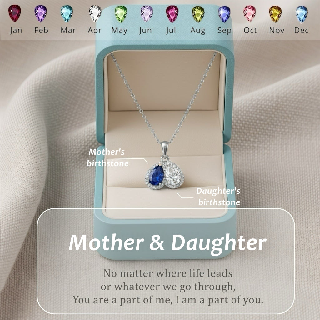 For My Daughter- Custom Promise Two Heart Birthstone Necklace